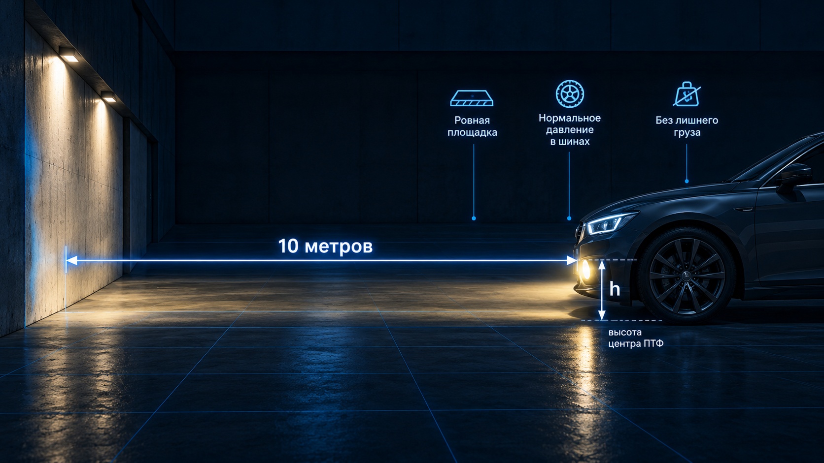 Шаг 1. Подготовка автомобиля к регулировке ПТФ